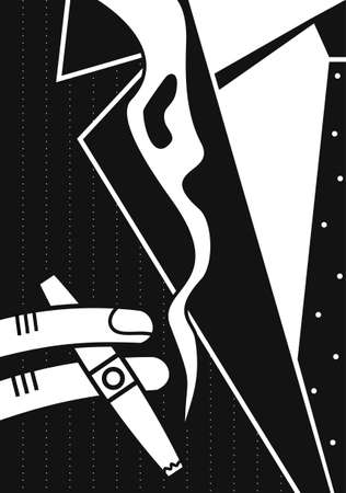 Poster a man and a cigar. Wall art. Sticker. Vector graphicsのイラスト素材