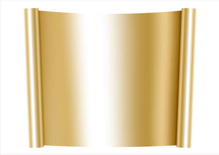 Golden decorative scroll banner. The Golden roll of kitchen foil. Vector graphics. Background ribbonのイラスト素材