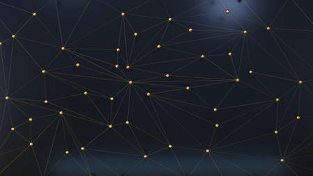 3d illustration. Geometric dark 3d background of the particle. Polygonal architectural ornament.