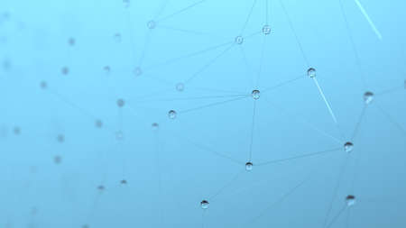 3d illustration. Background with bubbles or dew drops of water on the web. Geometric abstraction....