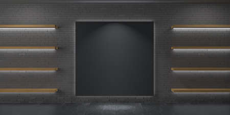 Storeroom with shelves dark