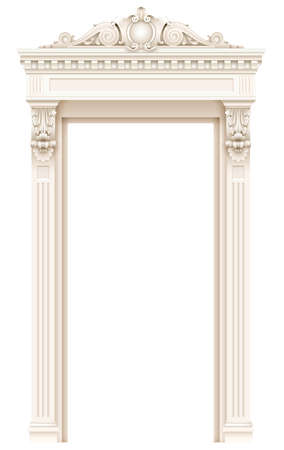Classic white architectural door facade frameのイラスト素材