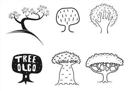 Emblem set tree iconのイラスト素材