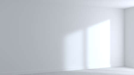 3d illustration. Background empty white room and wall beam from window. Apartment houseの写真素材