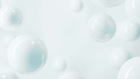 3D illustration. Bright blue background with abstract geometric shapes in spaceの写真素材