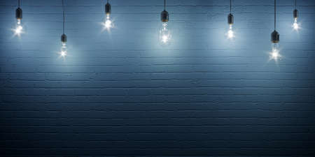 Brick wall loft with decorative vintage lamps