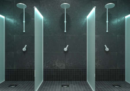Modern dark glass shower roomの写真素材