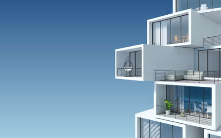Conceptual terraced skyscraper building from block containers.