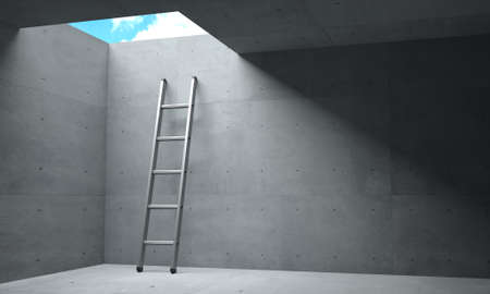 Light at the end of the corridor and stairsの写真素材