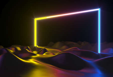 Abstract neon shapes hologram led laser portalの写真素材