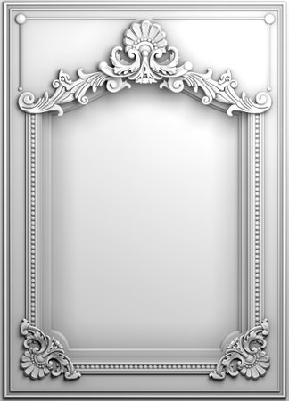 Classic white architectural window facade decor frameの写真素材