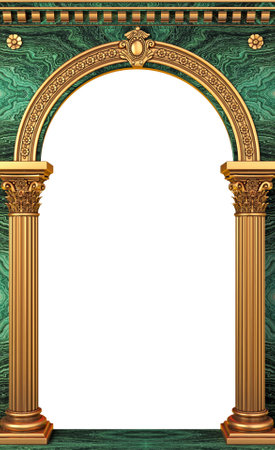Golden luxury classic arch portal with columnsの写真素材
