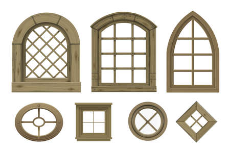 Set of textures of wooden vintage windows vectorのイラスト素材