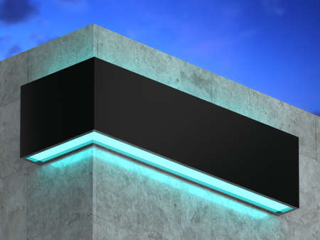 3d illustration. mockup 3d sign building office or shop. concrete wall