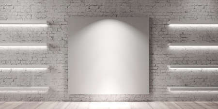 Storeroom with modern shelves on white wallの写真素材
