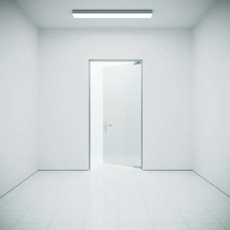 White empty room and doors in the corridorの写真素材