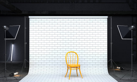 Photo or video studio with shooting equipmentの写真素材