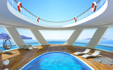 Deck of a big liner or yachtの写真素材