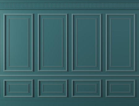 Classic wall of dark mint wood panelsの写真素材