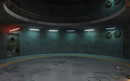 Post industrial corridor of the secret laboratoryの写真素材