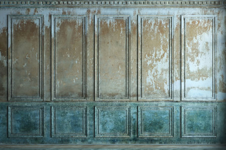 Classic wall of old stucco panels paintの写真素材