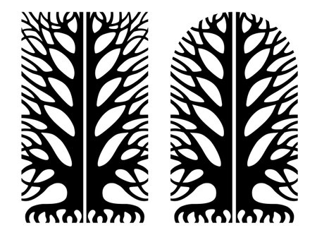 Contour silhouette of fairytale tree decorのイラスト素材