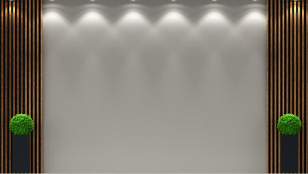 White wall of the reception and decor from the boardの写真素材