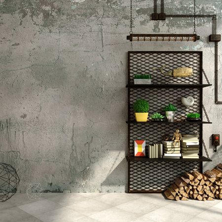 3d illustration Mockup of an empty wall background loft for a picture. Antique brick arch with a nicheの写真素材
