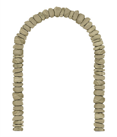 Arch in the wall of beige cut stone and travertine marble for a window or door in the classic styleのイラスト素材