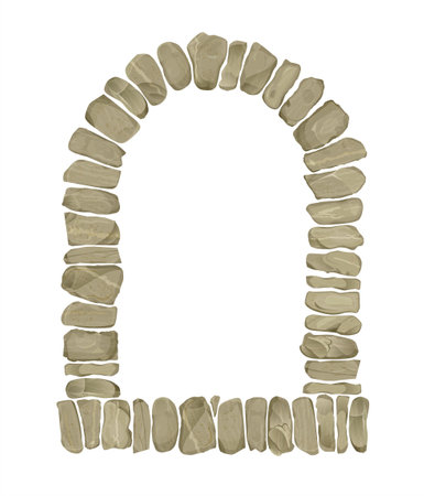 Arch in the wall of beige cut stone and travertine marble for a window or door in the classic styleのイラスト素材