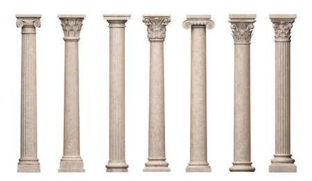 3d illustration. Set of vintage classic marble pillarsの写真素材