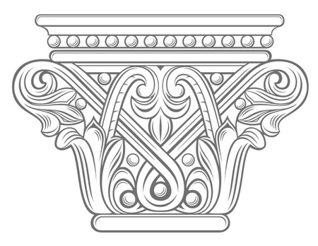 vector templates. Capital of a medieval cathedral Gothic column. Engraving or tattoo elementのイラスト素材