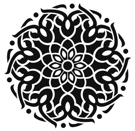 Classical floral round ornament texture, in oriental styleのイラスト素材