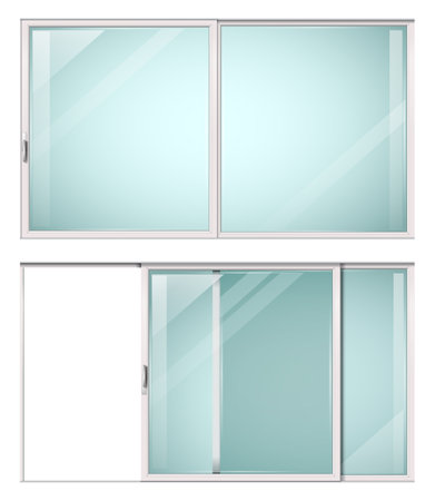 Modern sliding metal white doorのイラスト素材