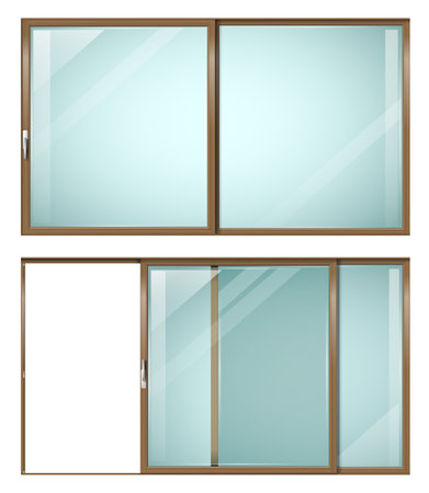 Modern sliding metal wooden doorのイラスト素材