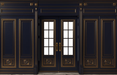 Classic wall vintage blue wood panels doorsの写真素材