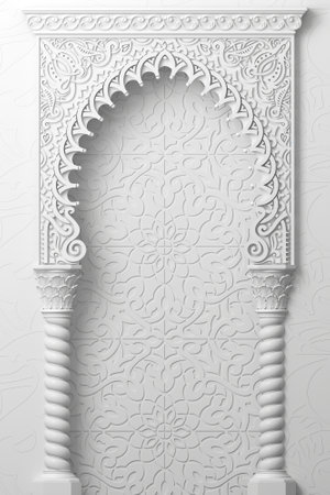Ornamental carved arch in Indian or Arabic styleの写真素材