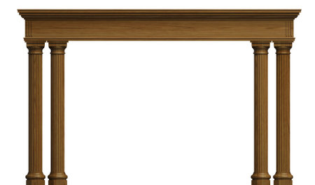 Marble antique wooden wall arcade of the ancient worldの写真素材