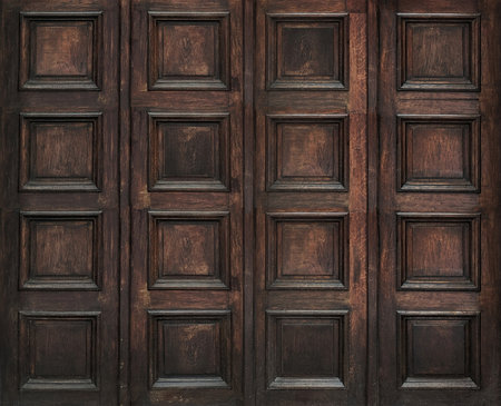 Classic wall with vintage brown old wood panelsの写真素材