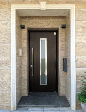 Glass black doors front facade mockupの写真素材