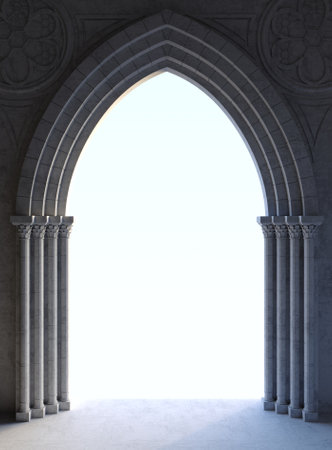 Gothic vintage window background postcardの写真素材