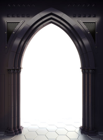 Concept background gothic arch spaceshipの写真素材