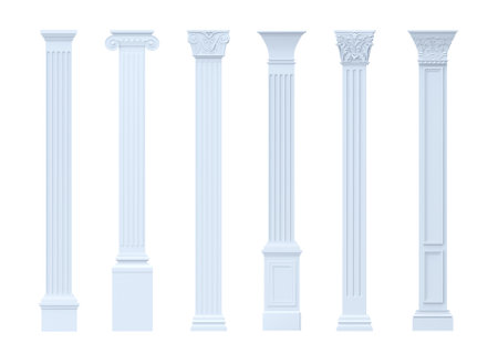 Set of different classic arched columns pilastersの写真素材