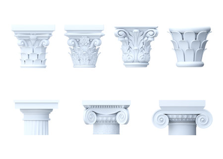 Set of classical architectural capitals of columnsの写真素材