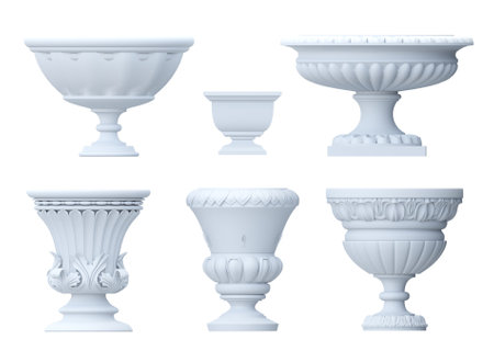Set of vintage marble classic garden vasesの写真素材