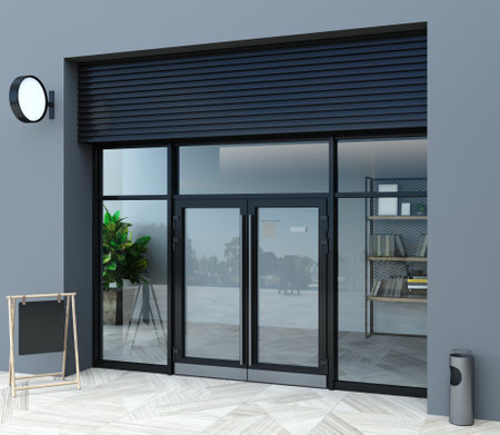 Modern white office entrance doorの写真素材