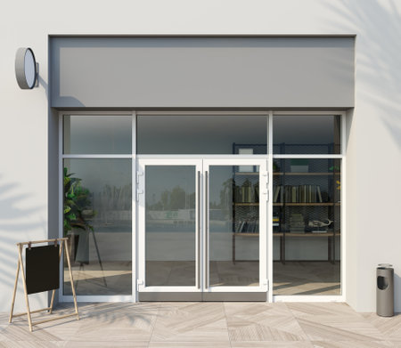 Modern white office entrance doorの写真素材