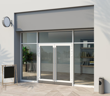 Modern white office entrance doorの写真素材