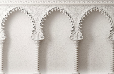 Ornamental carved arch in Indian or Arabic styleの写真素材