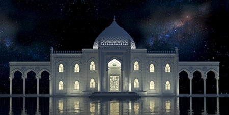 Oriental palace building in Moorish style facadeの写真素材